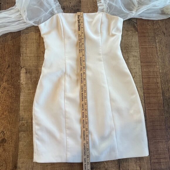 Amanda Uprichard Ivory Puff Sleeve Mini Dress Organza Puff Sleeve Small - Picture 7 of 11